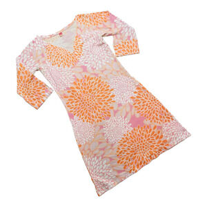 Before + After Orange and Pink Classic Floral Dress Women’s Size XS